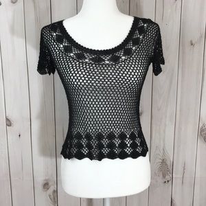 Theory brown boho crotchet top size P/ S